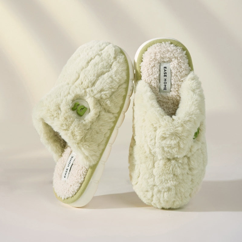 Simple Plush Cotton Slippers Indoor Home Warm Slugged Bottom Soft And Comfortable