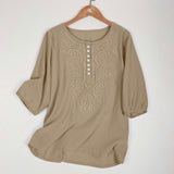 Embroidered Linen Top