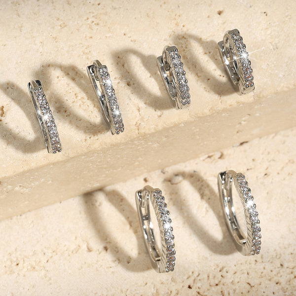 Integrated Rhinestone Zircon Niche Gang Drill Simple Earrings