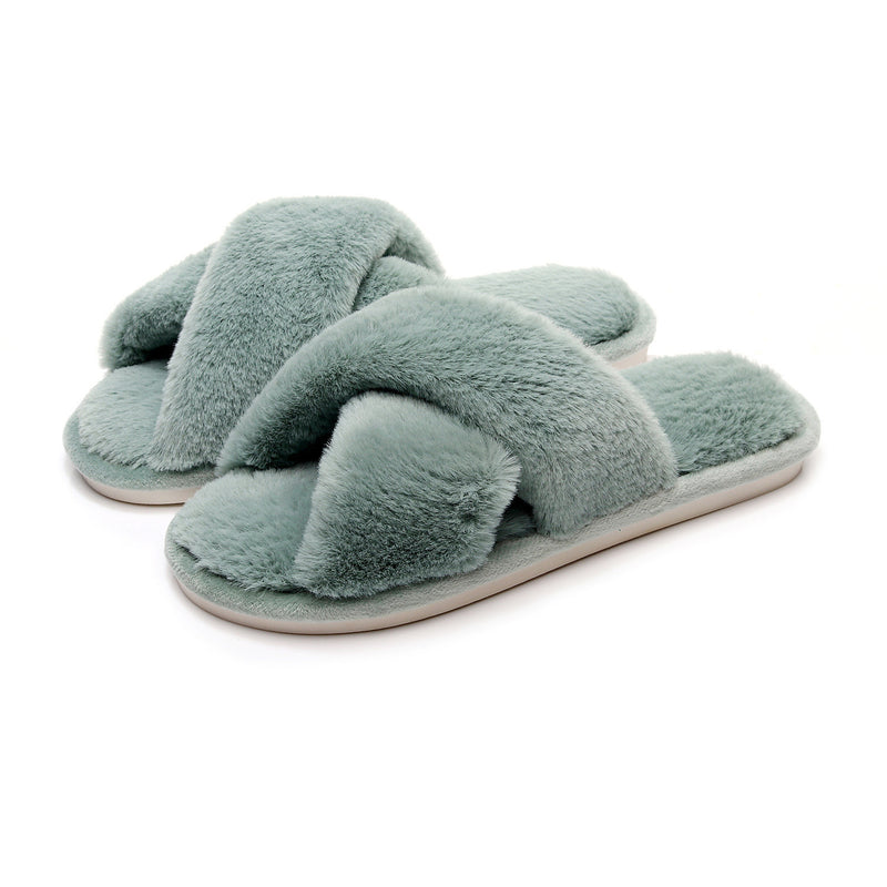 Cross Woven Woolen Slippers For Indoor Use In Winter